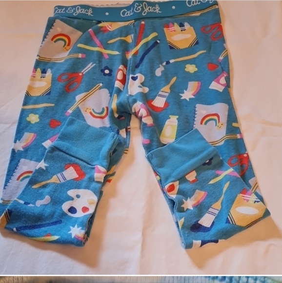 Cat & Jack White Pajamas with Rainbow Design, Crayons, Unisex 3T GUC, Cute Set!! - Picture 6 of 7